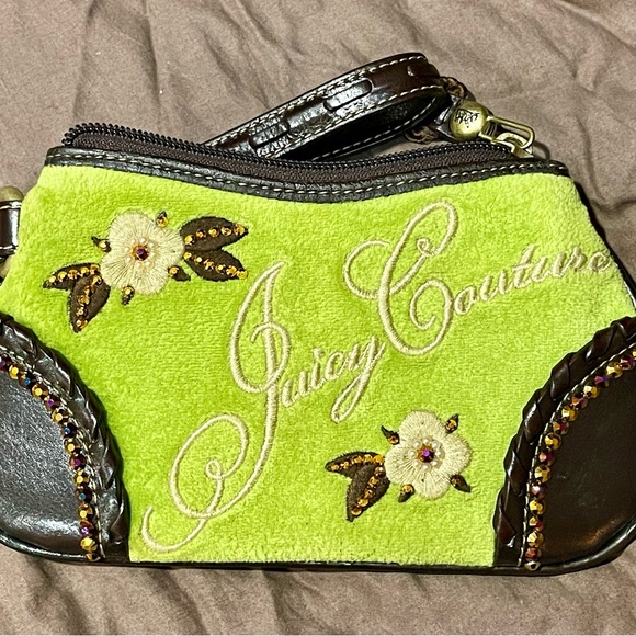Juicy Couture Handbags - Custom Juicy Couture Green and Brown Embroidered Women's Wristlet